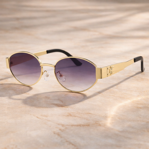 Celine - Gold/Gray Oval Frame Fashionable Sunglasses