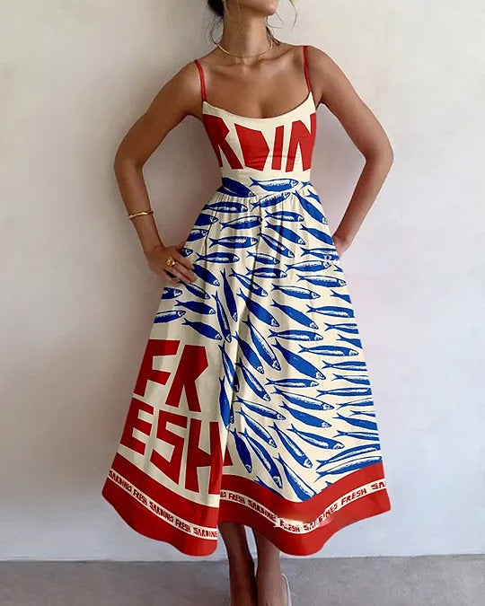 Winslowe™ | Coastal Art Midi Dress