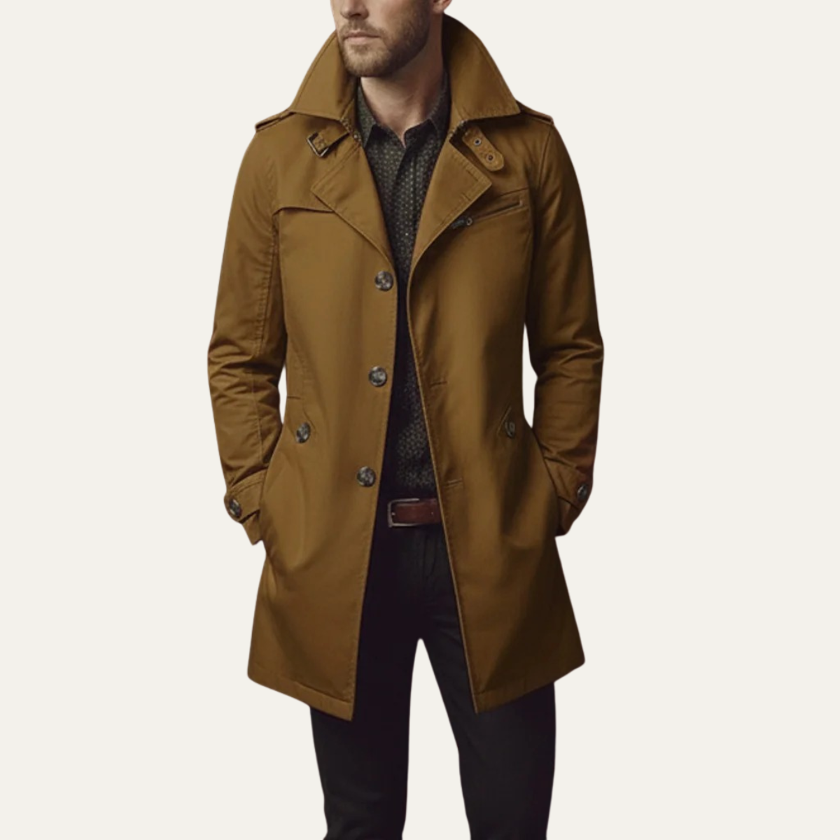 Paul Mens Double Breasted Pea Coat in Brown
