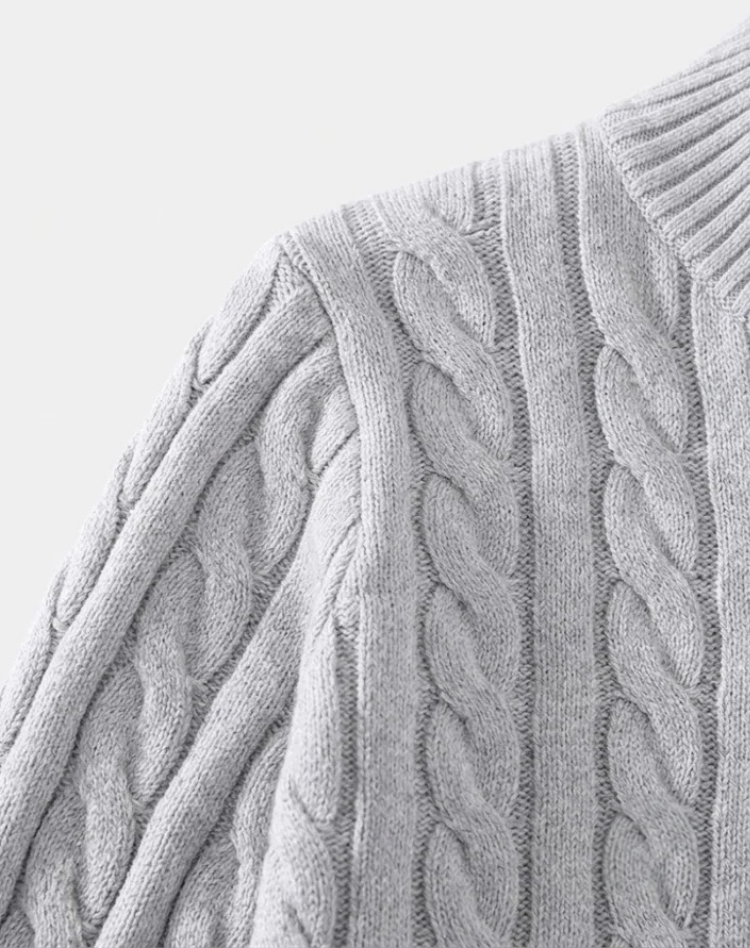 Sean Mens Cable Knit Half-Zip Sweater with High Collar
