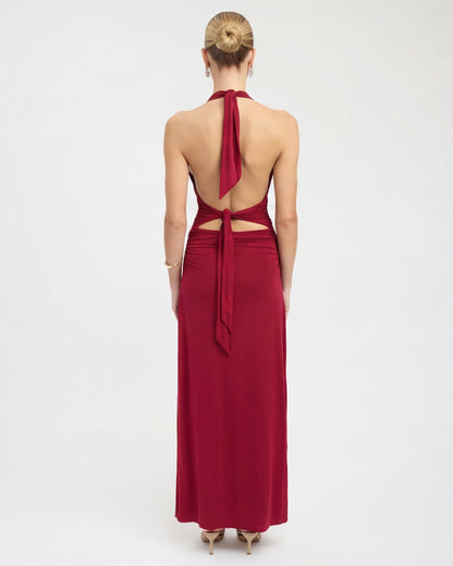 Nyx™ – Halter Maxi Dress (Late-Night Elegance & Bold Minimalism)