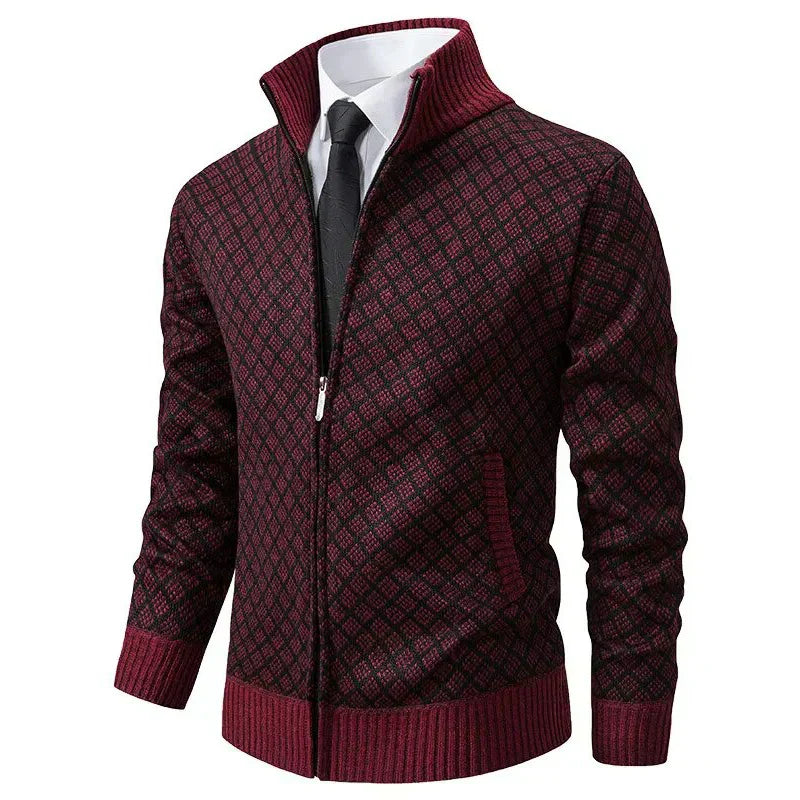 Cole | Diamond-Knit Zip Cardigan