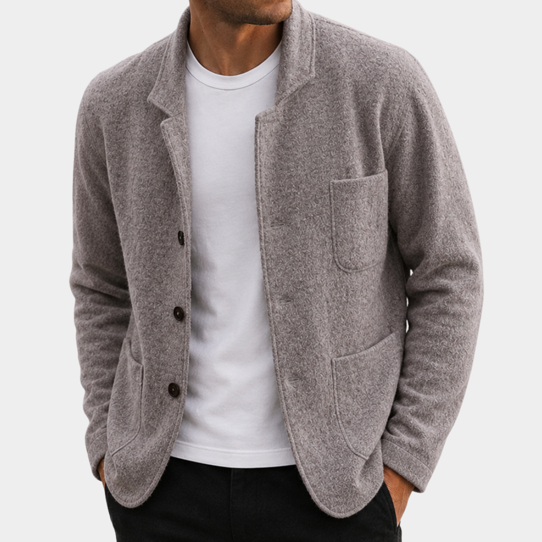 Kiel Mens Slim Fit Knit Cardigan in Gray