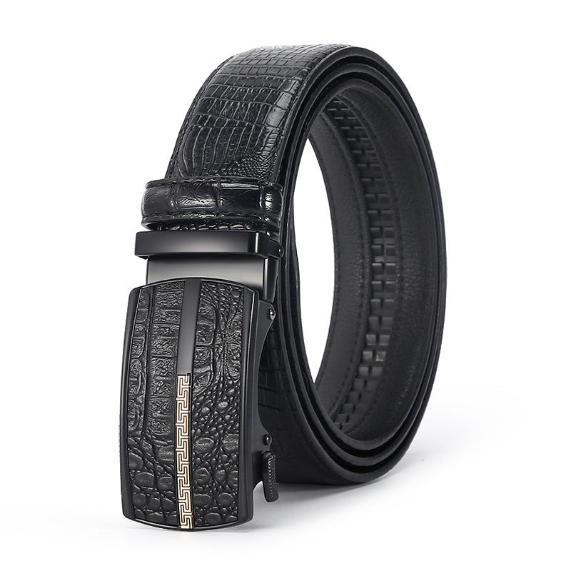 Savio™ | Men’s Crocodile Pattern Leather Belt – Automatic Buckle