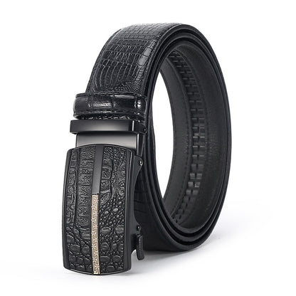 Savio™ | Men’s Crocodile Pattern Leather Belt – Automatic Buckle