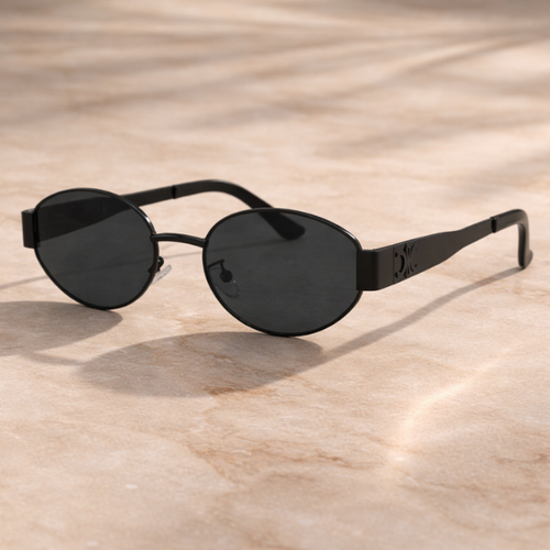 Celine - Black/Black Oval Frame Fashionable Sunglasses
