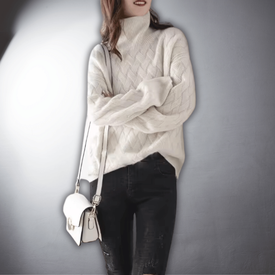 Women's Oversized Sweater, Draped Loose Fit | Cozy Warmth Without Bulk, Versatile Layer | Light Beige or Off White | S–XL