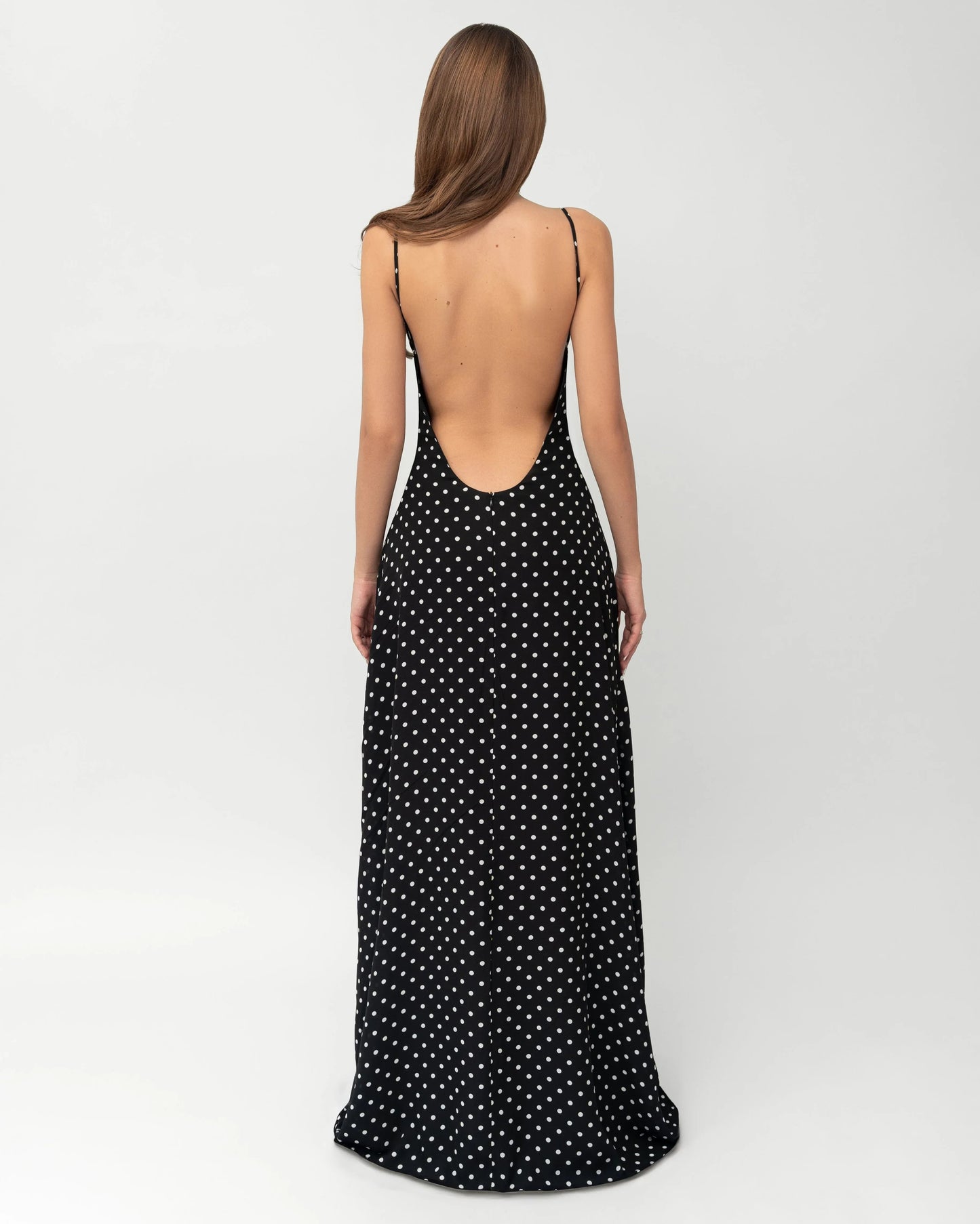 Midnight Muse™ – Polka Maxi Dress (Effortless Cool-Girl Elegance)