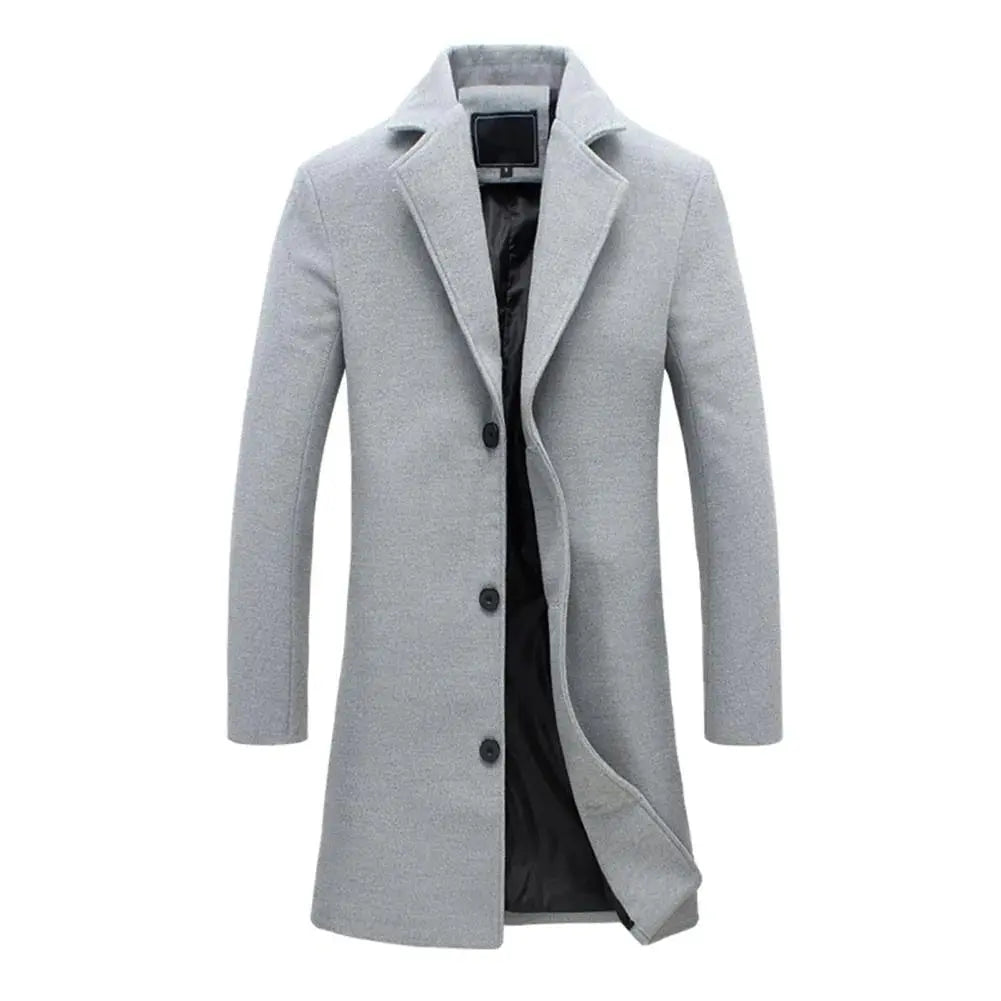 Leo Mens Overcoat Full-Length Winter Coat with Straight Cut in Light Gray