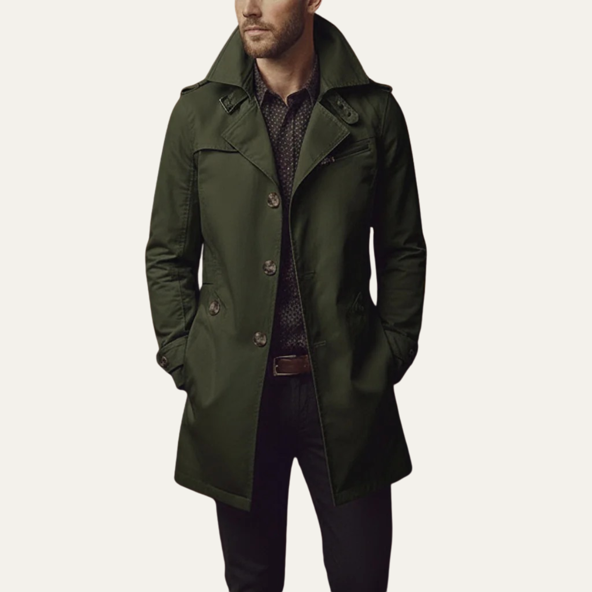 Paul Mens Double Breasted Pea Coat in Green
