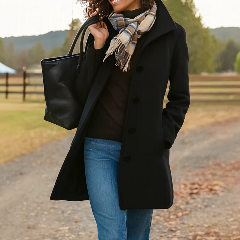 Women's Classic Button-Front Coat, Straight Cut | Warm & Wearable Everyday Layer | 9 Colorways | S–3XL