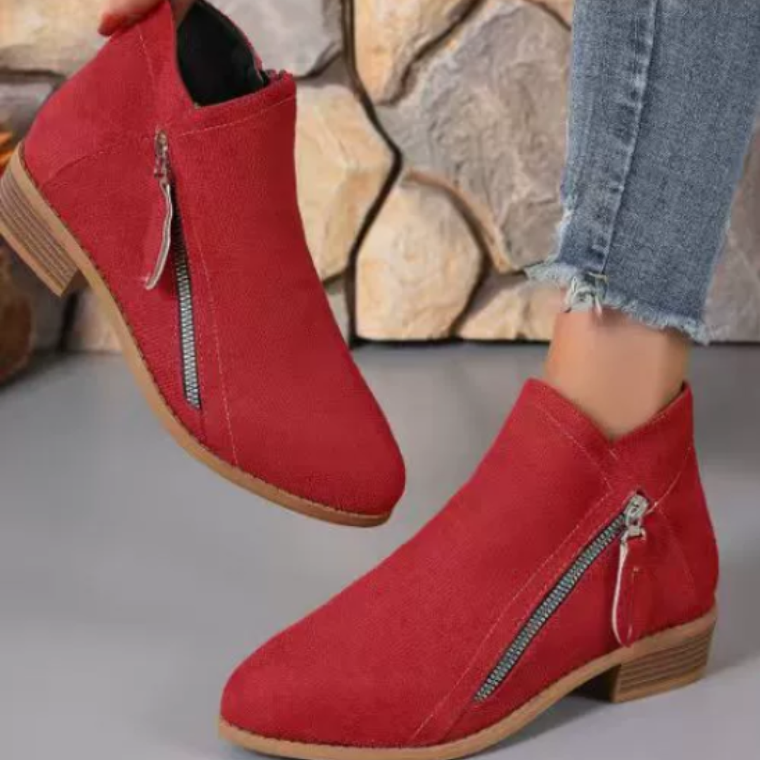 Raya Womens Ankle Boots with Side Zipper
