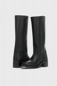 Clara | Womens Knee High Boots in PU Leather | Low Block Heel, Non-Slip Sole | Black, Dark Brown and More Size 2-11.5