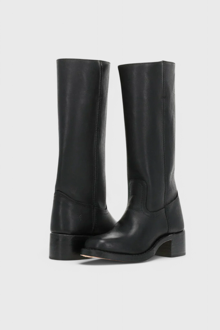 Clara Womens Knee High Boots in PU Leather in Black