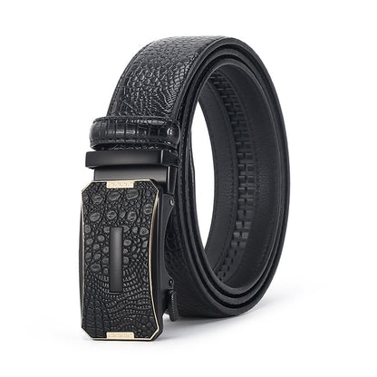 Savio™ | Men’s Crocodile Pattern Leather Belt – Automatic Buckle
