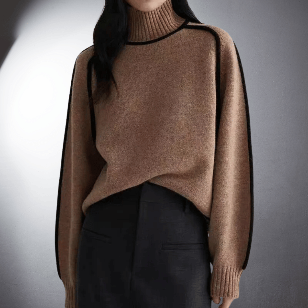 Women's Bio Turtleneck Sweater, Sustainable Design | Ultra-Soft Breathable Feel, Classic Fit | Brown, Grey or Off White | S–XL