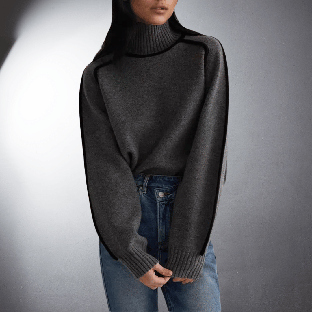 Women's Bio Turtleneck Sweater, Sustainable Design | Ultra-Soft Breathable Feel, Classic Fit | Brown, Grey or Off White | S–XL