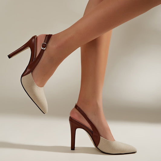 Amelia™ | Open-Back Heeled Shoes with Contrast Details