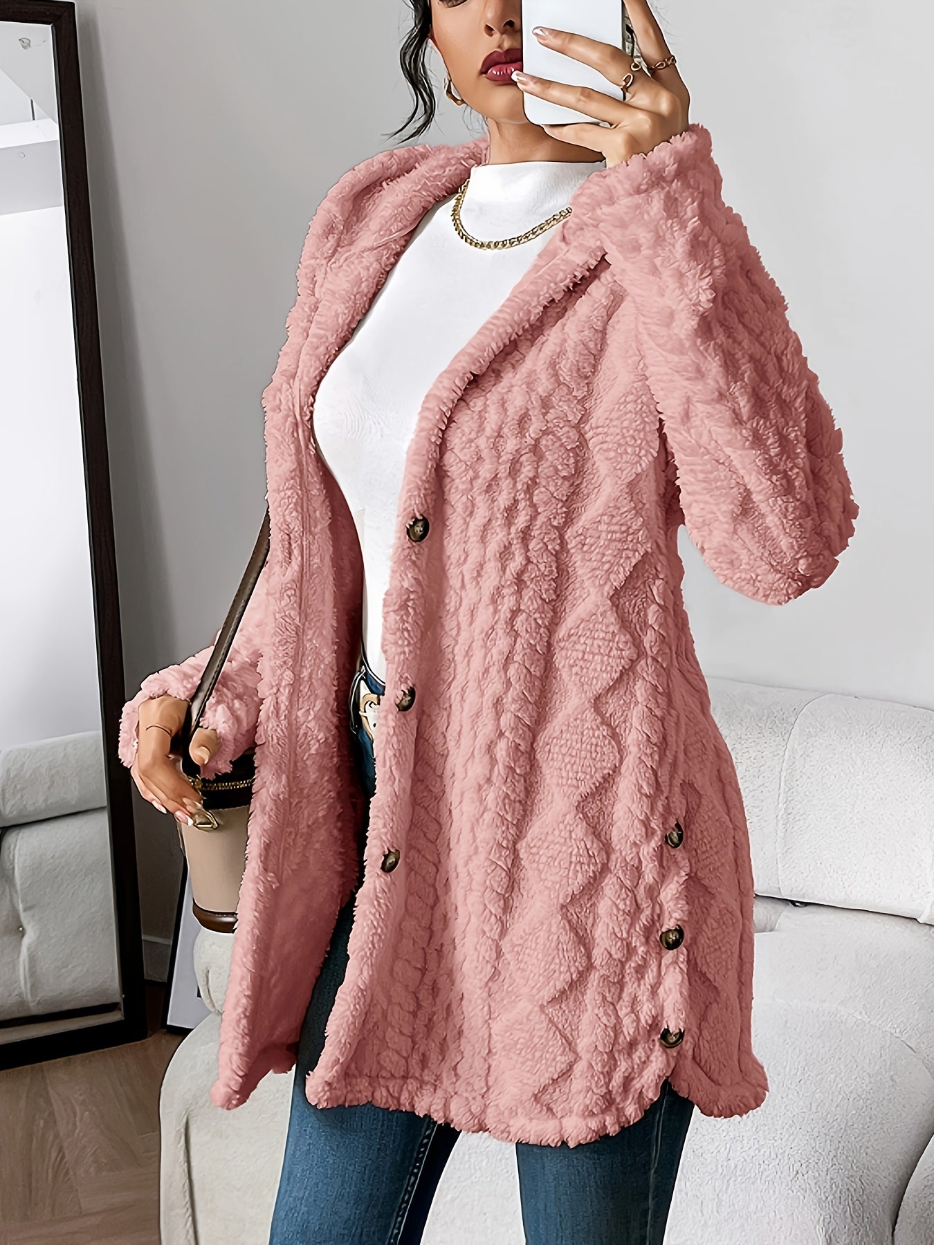 Women's Plush Hooded Cardigan, Ultra-Soft Layer | Roomy Hood, Relaxed Draped Everyday Fit | 8 Colorways | S–2XL