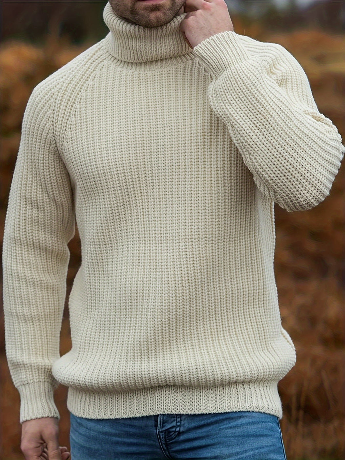 Alexander | Herren Warmer Strickpullover mit Rollkragen — Klassisches Strickdesign in Beige | Westmere