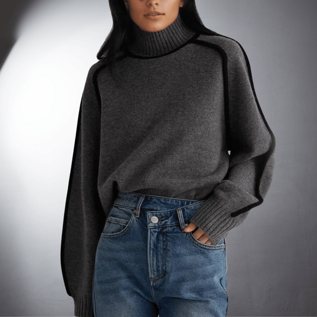Women's Bio Turtleneck Sweater, Sustainable Design | Ultra-Soft Breathable Feel, Classic Fit | Brown, Grey or Off White | S–XL