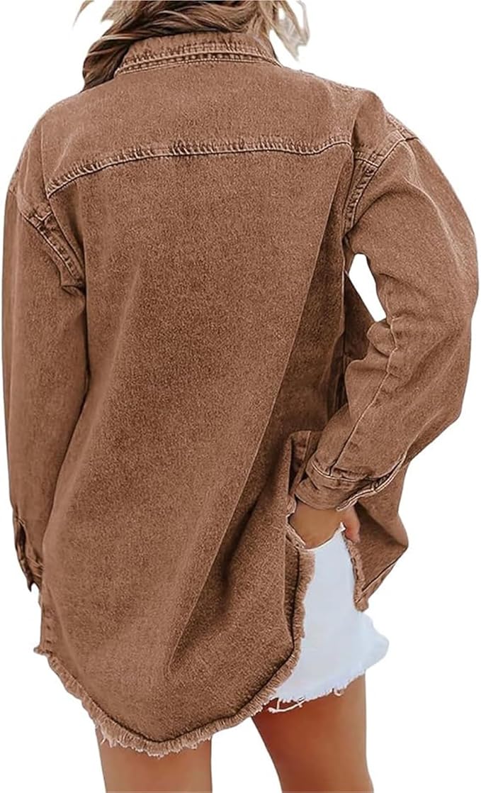 Women's Classic Denim Jacket, Relaxed Fit | Clean Lines, Durable Denim | Brown, Green, Black, Beige or Purple | S–2XL