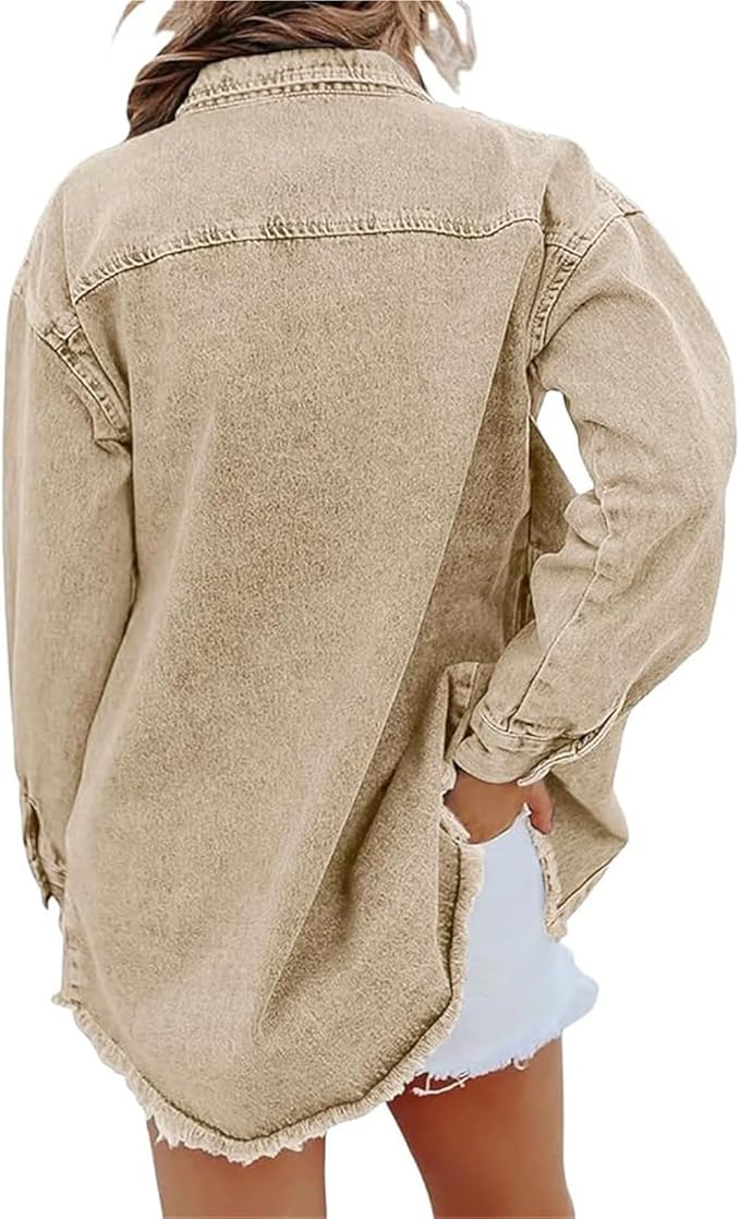 Women's Classic Denim Jacket, Relaxed Fit | Clean Lines, Durable Denim | Brown, Green, Black, Beige or Purple | S–2XL