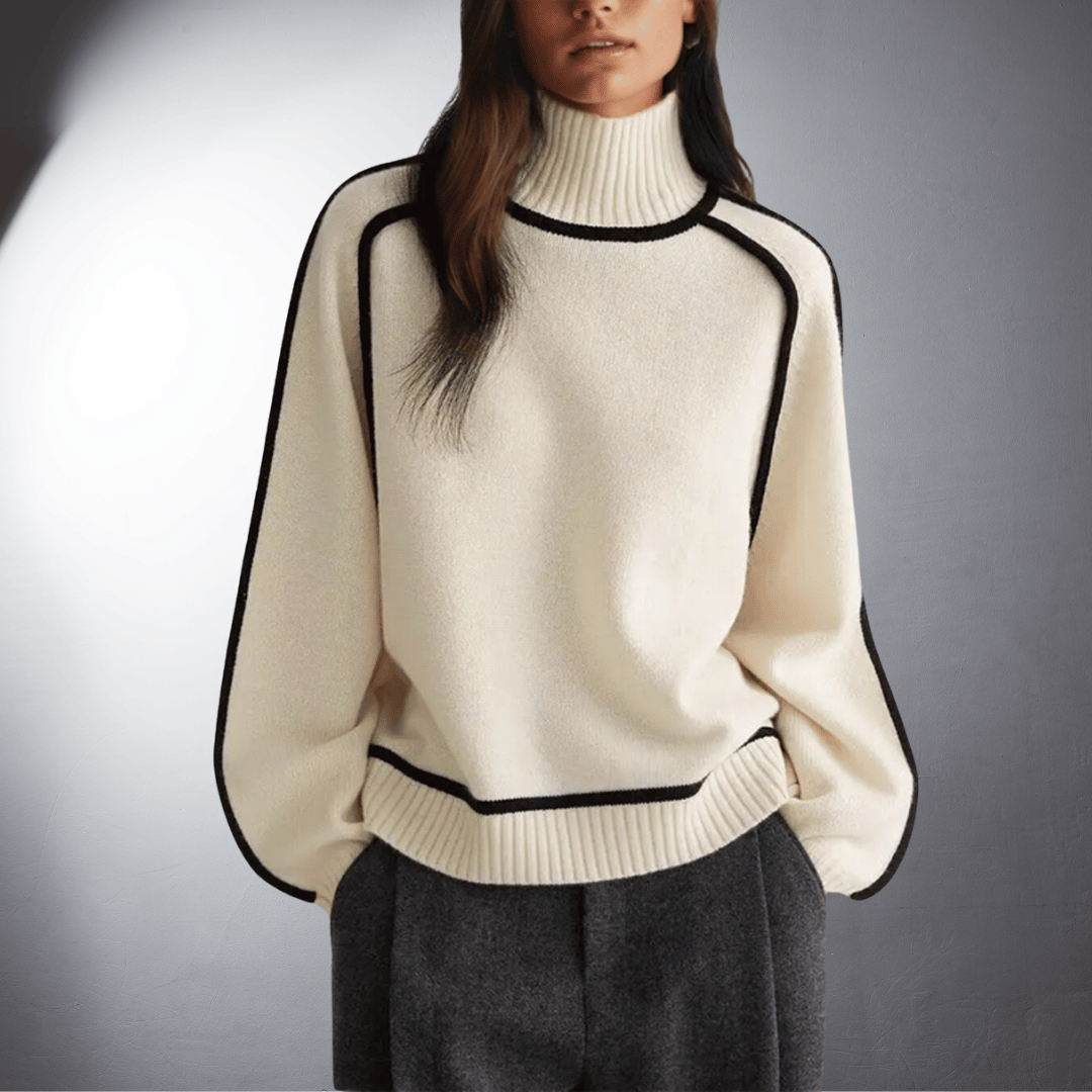 Women's Bio Turtleneck Sweater, Sustainable Design | Ultra-Soft Breathable Feel, Classic Fit | Brown, Grey or Off White | S–XL