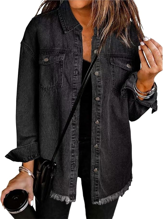 Women's Classic Denim Jacket, Relaxed Fit | Clean Lines, Durable Denim | Brown, Green, Black, Beige or Purple | S–2XL