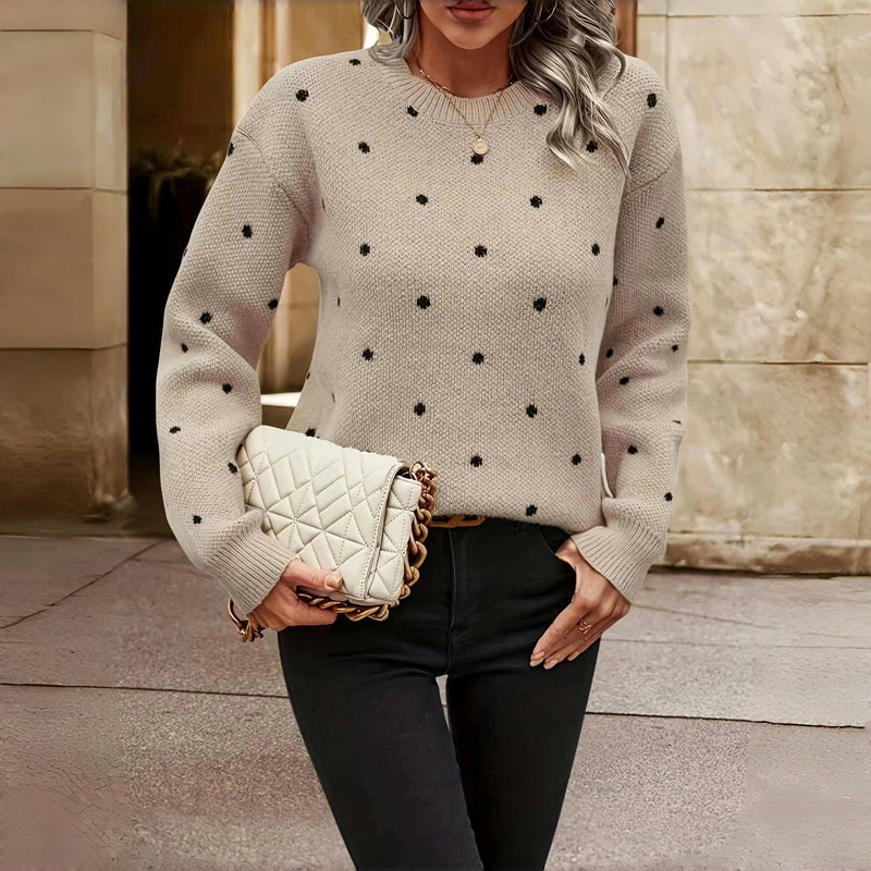 Women's Cozy Dot-Print Sweater, Relaxed Fit | Delicate Dotted Pattern, Soft Breathable Knit | 4 Colorways | S–XL