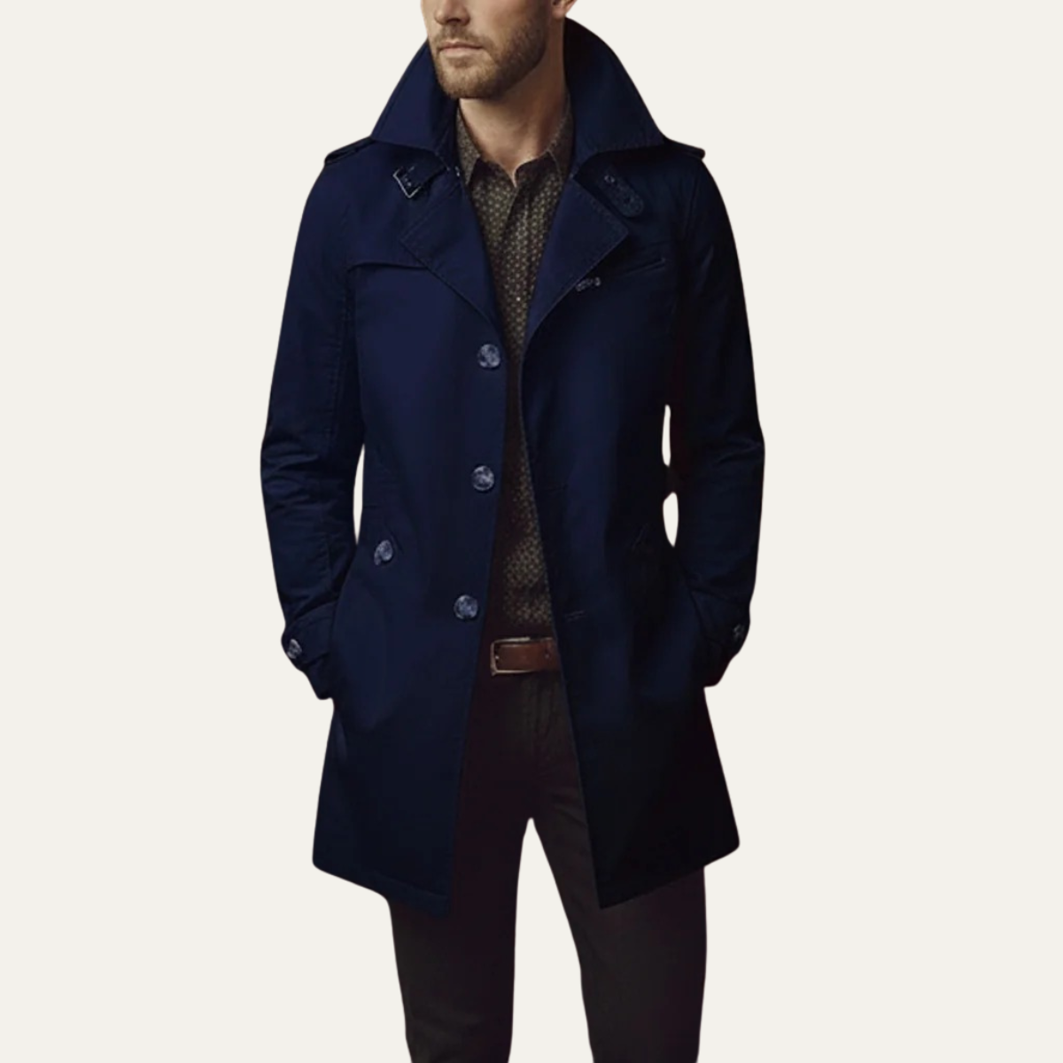 Paul Mens Double Breasted Pea Coat in Navy Blue
