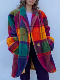 Alison | Womens Oversized Plaid Coat for Winter | Long Cut, Room to Layer Sweaters, Polyester | Plaid, Sizes XS-3XL