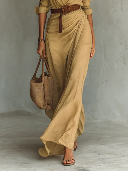 Pristine™ | Maxi Dress with Collar and Waist Belt