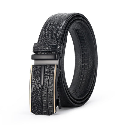 Savio™ | Men’s Crocodile Pattern Leather Belt – Automatic Buckle