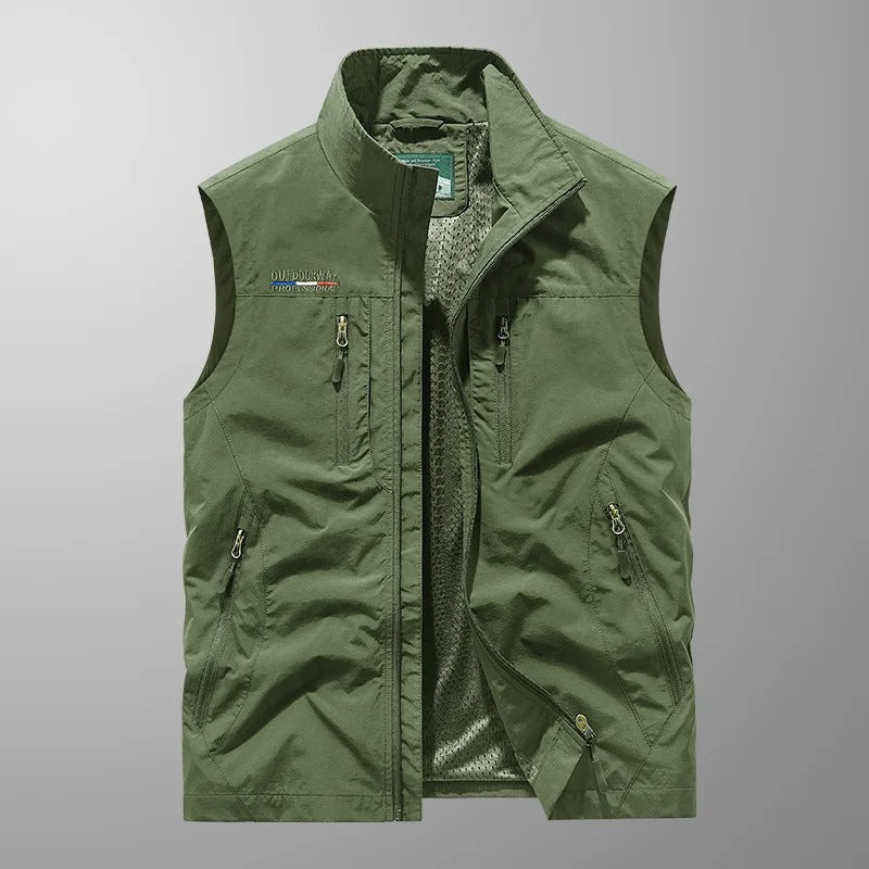 Robin | Herren Cargoweste mit Stehkragen und Zipptaschen — Utility-Vest in 6 Farben M–3XL | Westmere