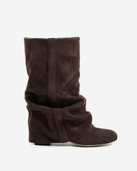 Gina | Womens Slouchy Knee High Boots with Hidden Heel | Rounded Toe, 4 or 8 cm Heel | Dark Chocolate EU 36-39