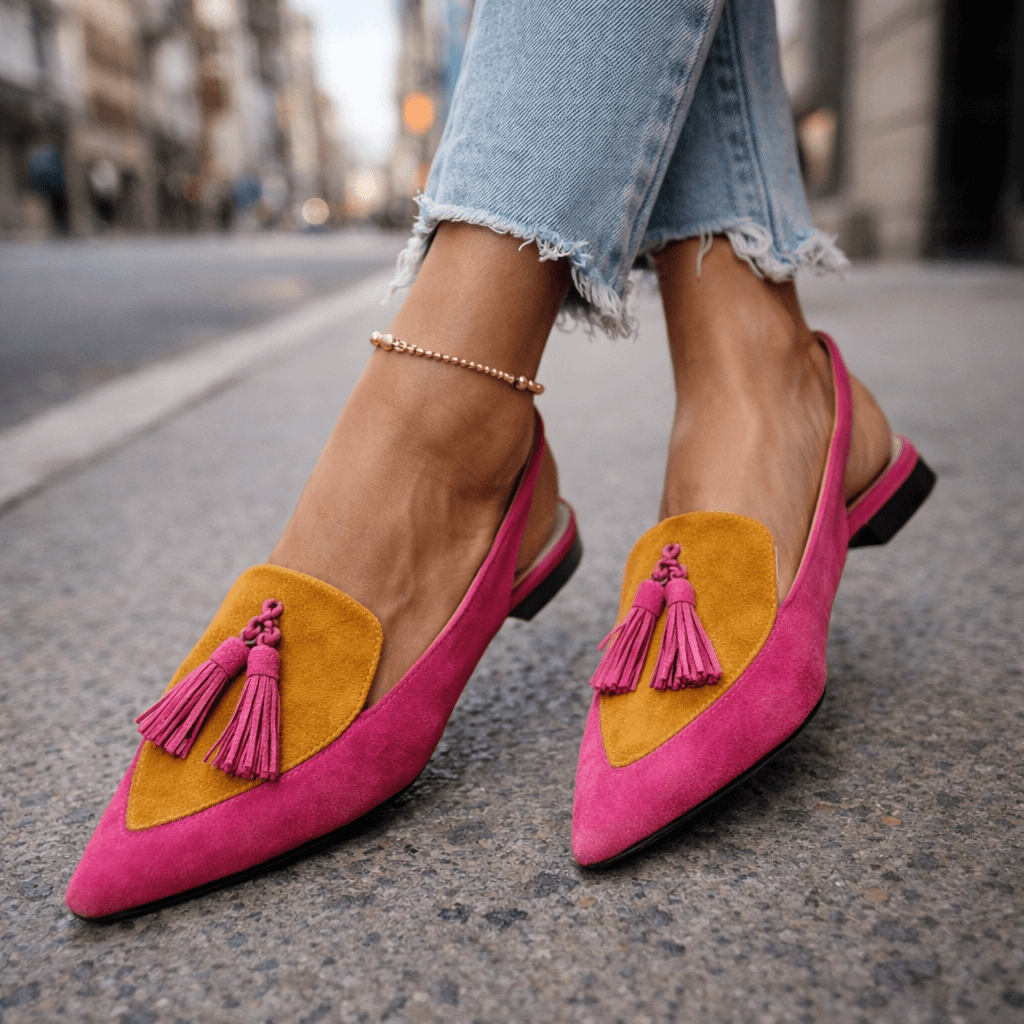 The Margaux™ | Suede Pointed Slingback Flats