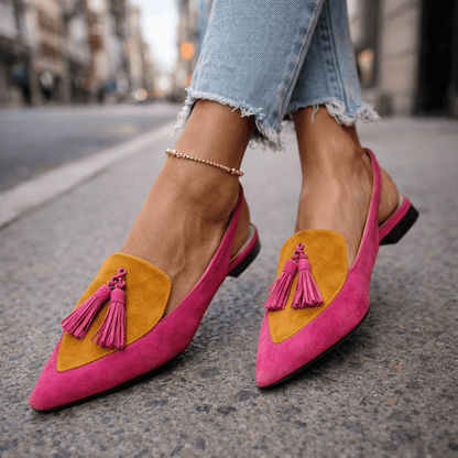 The Margaux™ | Suede Pointed Slingback Flats