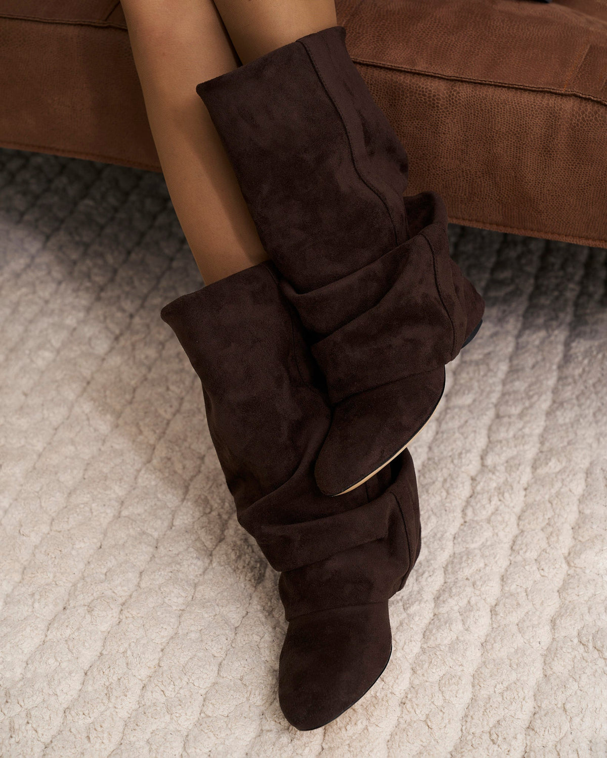 Gina Womens Slouchy Knee High Boots with Hidden Heel