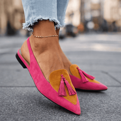 The Margaux™ | Suede Pointed Slingback Flats