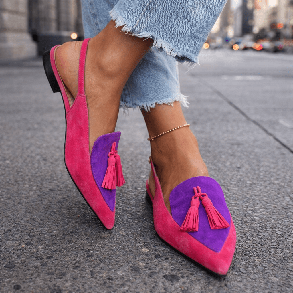 The Margaux™ | Suede Pointed Slingback Flats