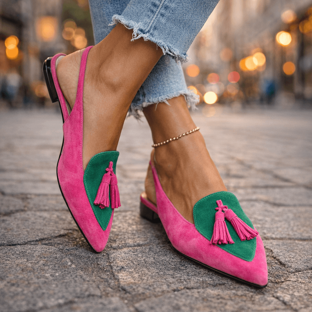 The Margaux™ | Suede Pointed Slingback Flats