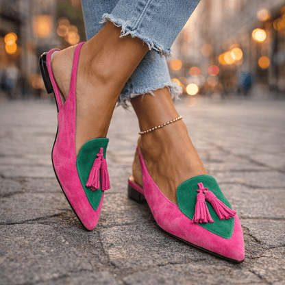 The Margaux™ | Suede Pointed Slingback Flats