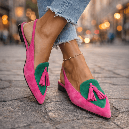 The Margaux™ | Suede Pointed Slingback Flats