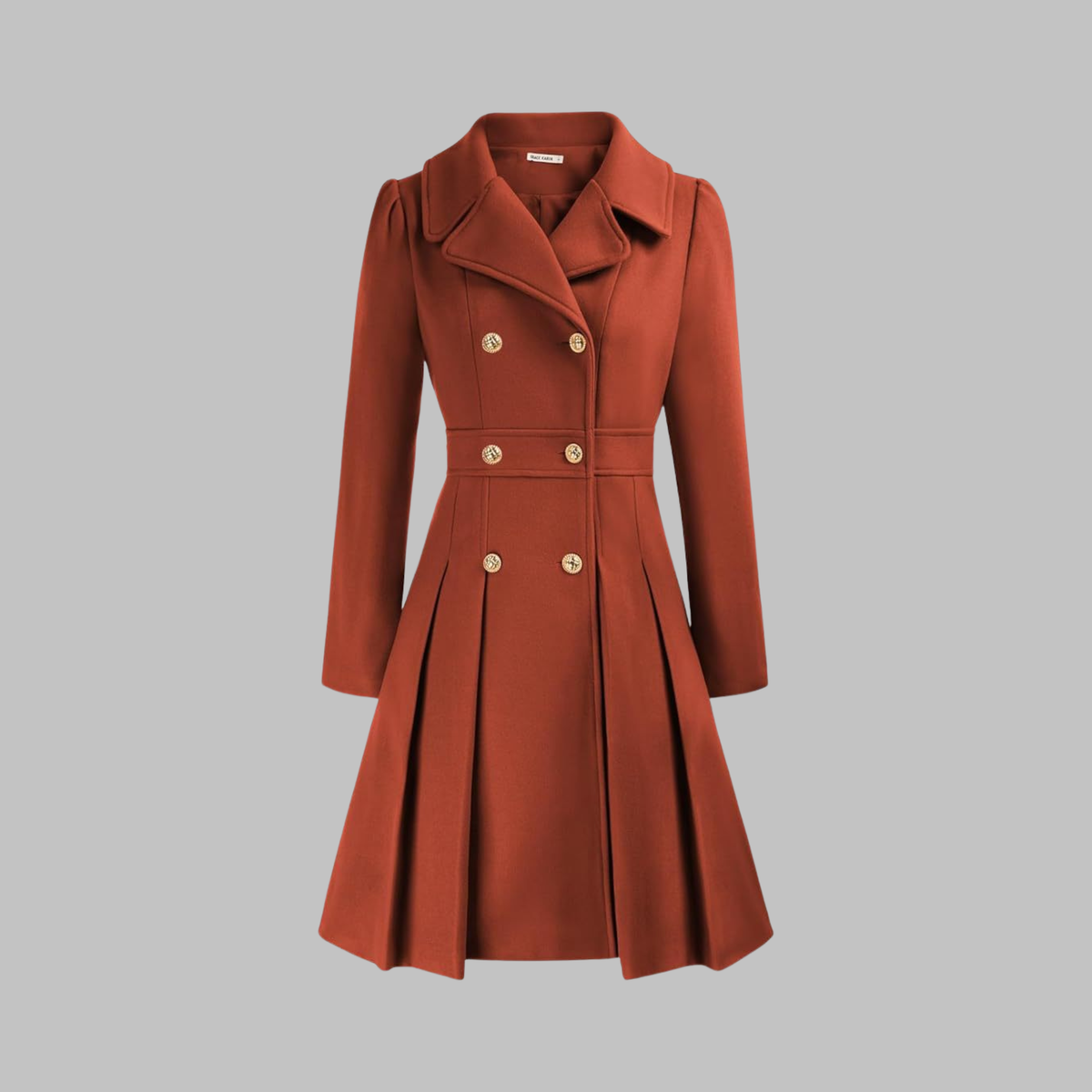 Dami Womens Double Button Coat with Long Sleeves in Orange