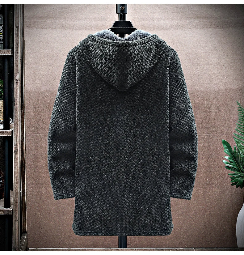Seth Mens Wool Cashmere Blend Hooded Jacket