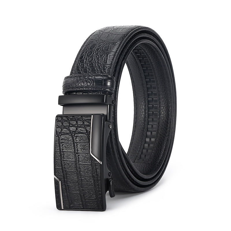 Savio™ | Men’s Crocodile Pattern Leather Belt – Automatic Buckle