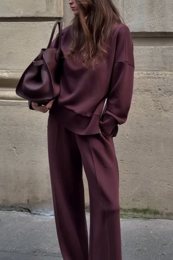 Women's Two-Piece Co-ord Set, Soft-Touch Fabric | Relaxed Tailored Fit, Mix-and-Match Layering | Burgundy or Cream | S–XL