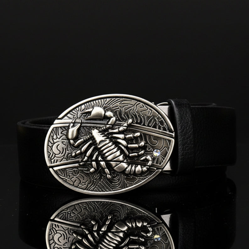 Davin™ | Men’s Punk Leather Belt with Smooth Buckle