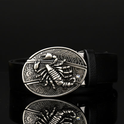 Davin™ | Men’s Punk Leather Belt with Smooth Buckle
